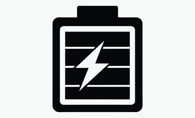 battery icon silhouette, Electric Power, Bolt Striking Battery Silhouette Icon, Clean, modern design for energy, technology