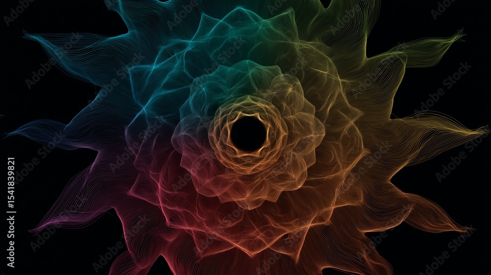 Poster exploration of ai technology through vibrant chakra patterns in a digital artwork
