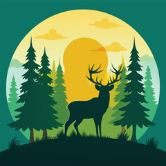forest inside animal silhouette bear deer