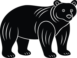 Majestic black bear with simplified design standing on all fours illustration