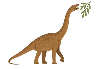 Cartoon Brachiosaurus Illustration: Friendly Prehistoric Green Dinosaur