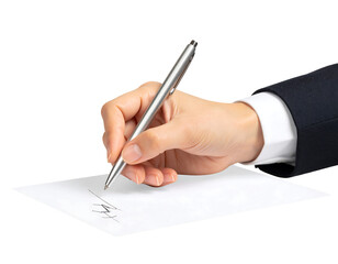 Signature on white paper with silver pen