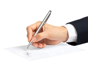 Signature on white paper with silver pen