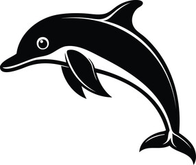 Elegant Black and White Dolphin Illustration, perfect for logos and designs needing aquatic themes