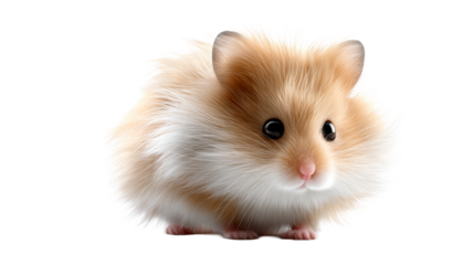 Cute fluffy hamster sitting on a surface with transparent background