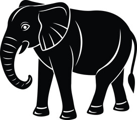 A simple and stylish black silhouette of an Asian Elephant Illustration