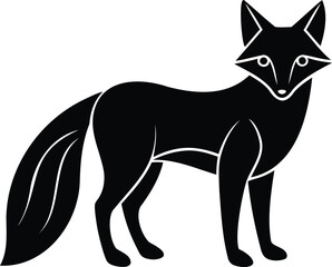 Stylized black silhouette of a standing fox with geometric shapes