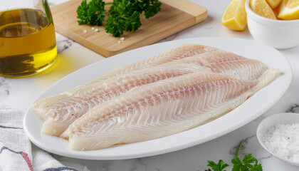 Raw Icelandic Haddock Fillets with Fresh Herbs and Lemon