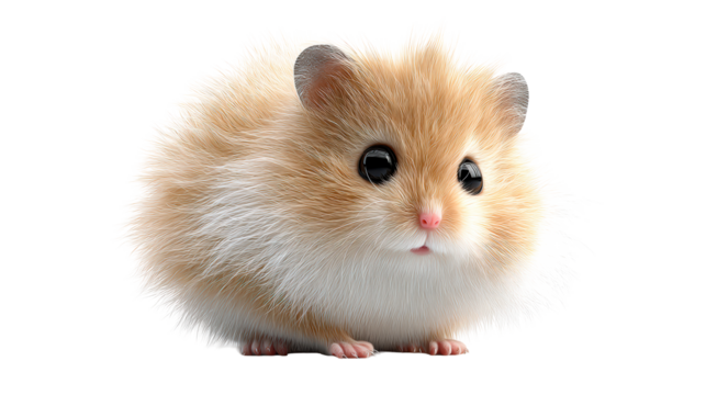 Cute fluffy hamster sitting in a playful pose with a soft expression