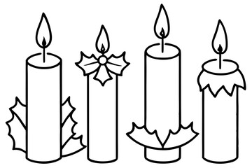 Holiday Candle Set Vector Sketch