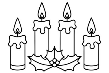 Holiday Candle Set Vector Sketch