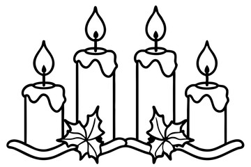 Holiday Candle Set Vector Sketch