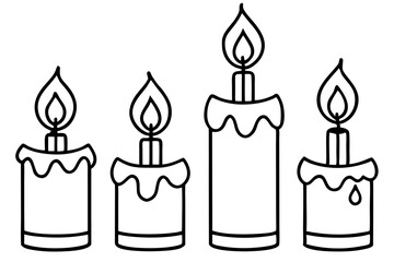 Holiday Candle Set Vector Sketch