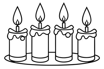 Holiday Candle Set Vector Sketch