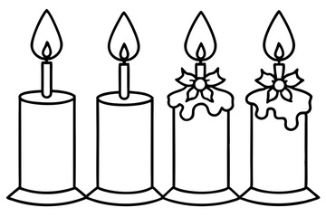 Holiday Candle Set Vector Sketch