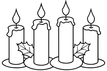 Holiday Candle Set Vector Sketch