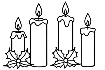 Holiday Candle Set Vector Sketch