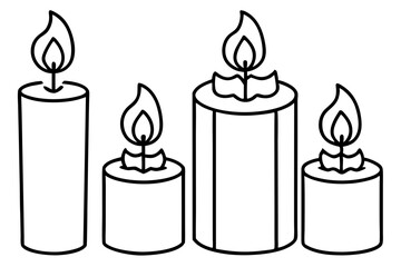 Holiday Candle Set Vector Sketch