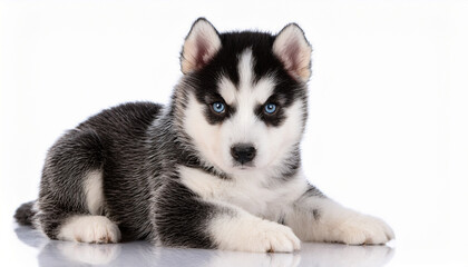 Obraz premium stuffed siberian husky puppy isolated on white background