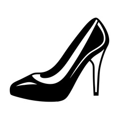 Obraz premium High Heel Shoe Silhouette – Female Heels Vector Icon Isolated on White Background