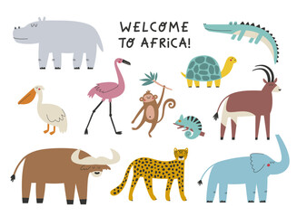 Welcome to Africa – Wild Animals and Birds Clipart Set