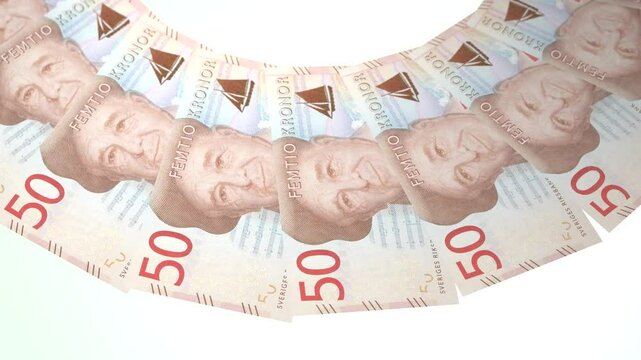 Brilliant Looping Design of 50 kronor Currency of Sweden