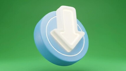 A white downward arrow icon is presented on a blue circle against a green background, indicating a download action - Powered by Adobe