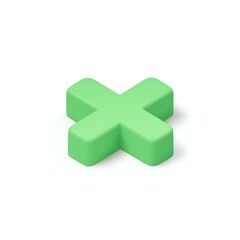 Obraz premium Green 3D Plus Sign: Minimalist Plastic Icon for Visual Communication and Education Tools