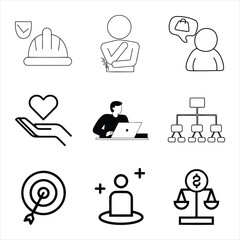 Collection Of Black And White Pictograms Representing Business Concepts And Diverse Human Experiences