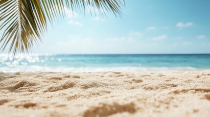A serene beach scene featuring soft sand and gentle waves creates an idyllic atmosphere, inviting relaxation and enjoyment of nature's beauty and the calming influence of the ocean.