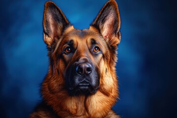 Majestic German Shepherd Dog Portrait: A Captivating Canine Image.  A stunning close-up showcasing the breed's loyalty, intelligence, and noble nature. Perfect for pet lovers and a