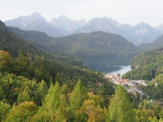 Panoramic view of Bavarian forest and Alpsee lake near Hohenschwangau, Germany
