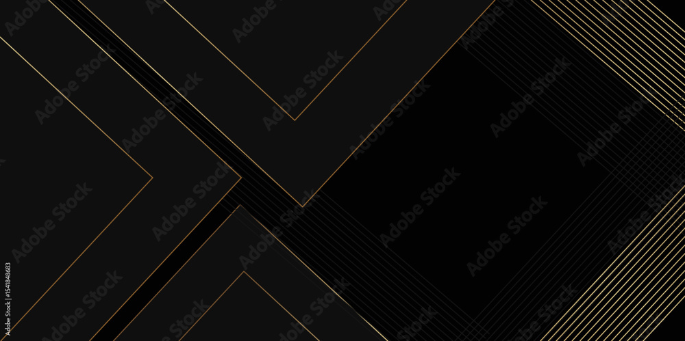 Poster black and golden vector futuristic tech glow and shinning line simple modern abstract background. ve