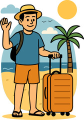 Man Arriving at Beach Vacation
