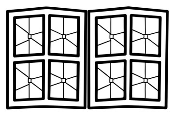 Icy Windowpane Line Art Vector