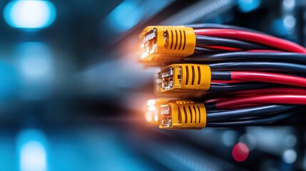 A vivid close-up image of neatly arranged electrical wires showcases the intricate details of technology, emphasizing the importance of connectivity in modern devices.
