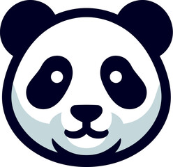 Cute Panda Face Vector Illustration  Cartoon Animal Head Logo