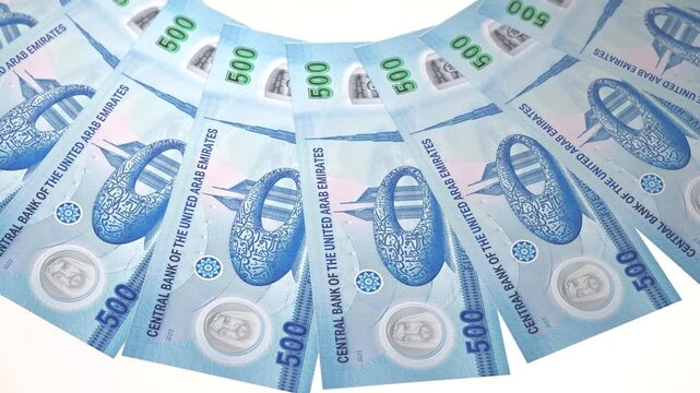 Lush Looping Design of 500 dirhams Currency of United Arab Mirates