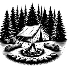camping in the forest