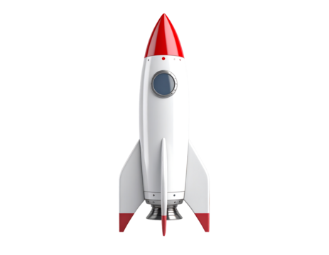 Retro rocket ship isolated on white - Powered by Adobe