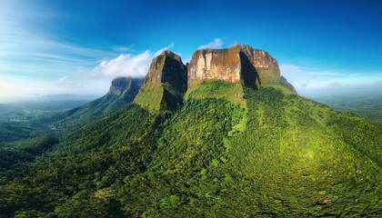 aerial view of majestic mountain in serene african landscape with lush vegetation and cliffs montagnes ivory coast