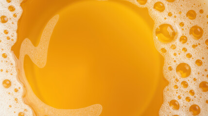 Golden liquid with frothy bubbles creates refreshing and inviting appearance, perfect for beverage enthusiasts