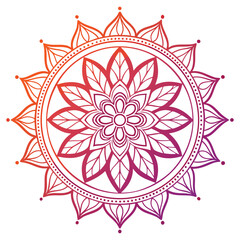 Vibrant gradient mandala design with floral and geometric patterns for meditation, spiritual decor or coloring projects
