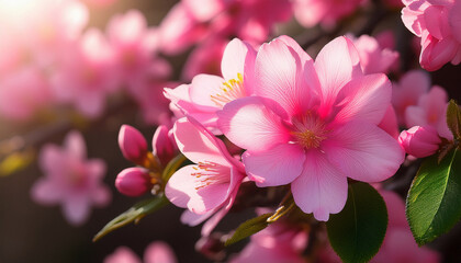 Obraz premium pink flowers blooming in spring