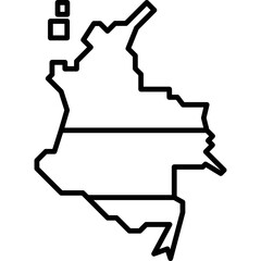 Flat style vector map of Colombia
