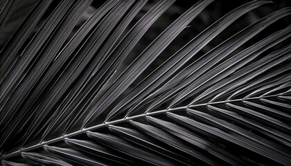 Fototapeta premium dark nature closeup black and white palm leaf detail