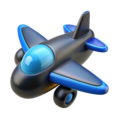 3d cartoon airplane model isolated on transparent background