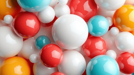 An artistic representation of colorful spheres in various sizes, creating a playful, vibrant atmosphere that represents creativity, fun, and joy in design and modern art.