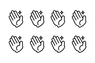 High-Quality Clapping Hands Vector Icon Set with Sparkles for Celebration Design