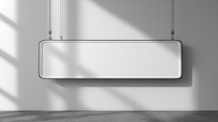 Empty rectangular sign hanging on a wall